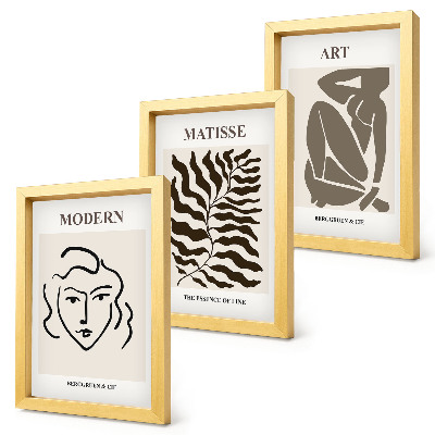Bilderwand Stilvolle Grafiken mit Linien und Figuren in neutralen Farben