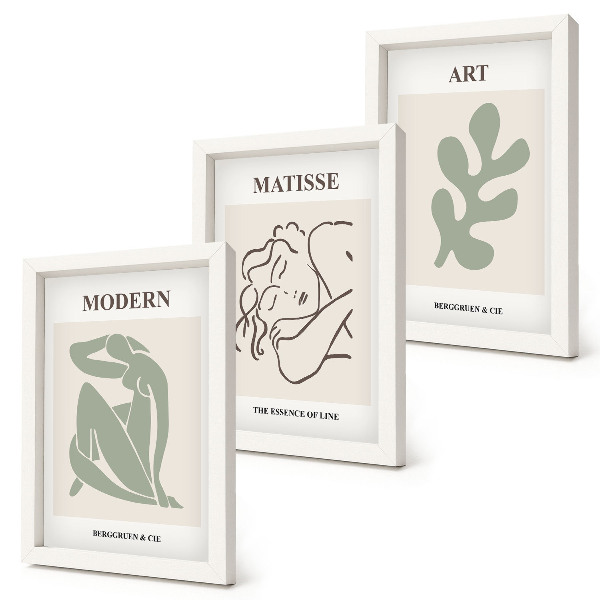 Bilderset mit rahmen Stilvolle Figuren und Pflanzen in einem minimalistischen Design