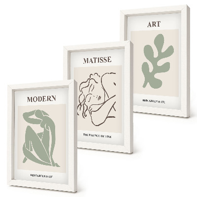 Bilderset mit rahmen Stilvolle Figuren und Pflanzen in einem minimalistischen Design