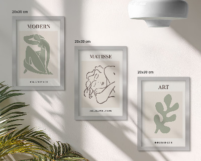 Bilderset mit rahmen Stilvolle Figuren und Pflanzen in einem minimalistischen Design