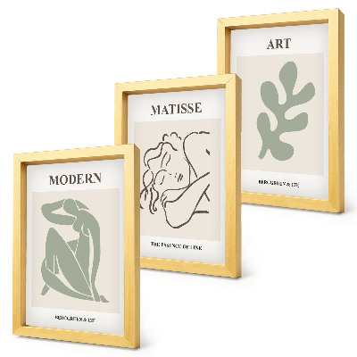 Bilderset mit rahmen Stilvolle Figuren und Pflanzen in einem minimalistischen Design