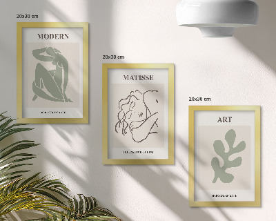 Bilderset mit rahmen Stilvolle Figuren und Pflanzen in einem minimalistischen Design