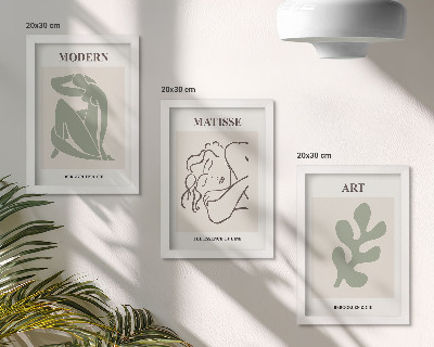 Bilderset mit rahmen Stilvolle Figuren und Pflanzen in einem minimalistischen Design