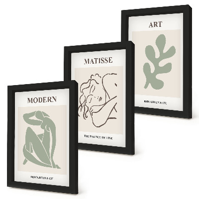 Bilderset mit rahmen Stilvolle Figuren und Pflanzen in einem minimalistischen Design