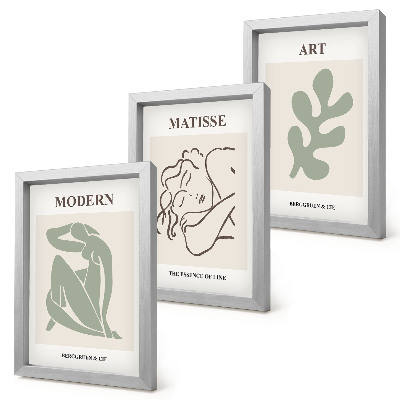 Bilderset mit rahmen Stilvolle Figuren und Pflanzen in einem minimalistischen Design