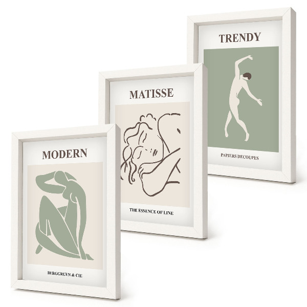 Bilderset mit rahmen Stilvolle Charaktere in minimalistischen Formen und Farben