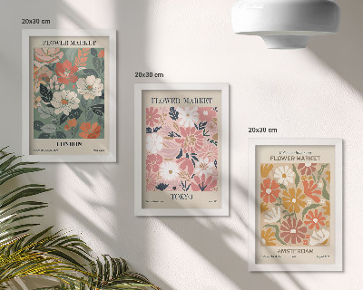 Bilderwand Poster mit Blumenmustern: London, Tokio und Amsterdam