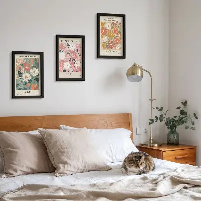 Bilderwand mit Blumenmustern aus London, Tokio und Amsterdam