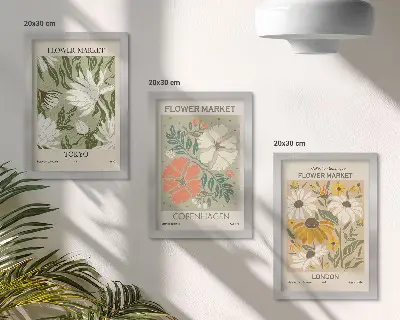 Blumenmotive aus verschiedenen Städten der Welt bilderset mit rahmen