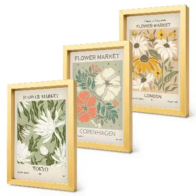 Blumenmotive aus verschiedenen Städten der Welt bilderset mit rahmen