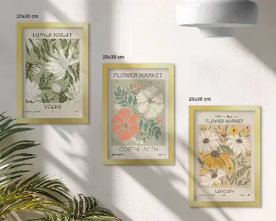 Blumenmotive aus verschiedenen Städten der Welt bilderset mit rahmen