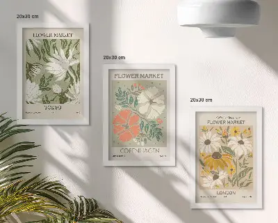 Blumenmotive aus verschiedenen Städten der Welt bilderset mit rahmen