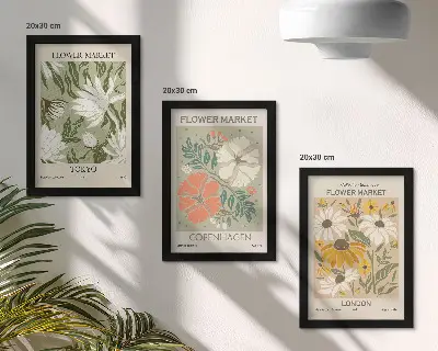 Blumenmotive aus verschiedenen Städten der Welt bilderset mit rahmen