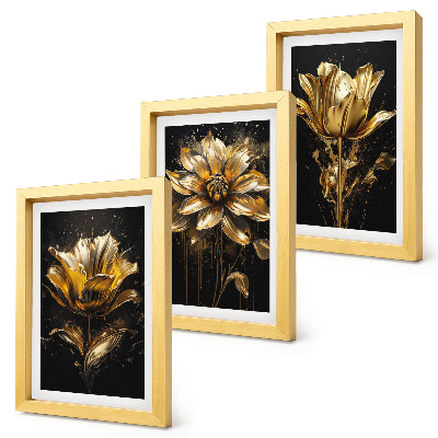 Fotowand Blumen in Gelbtönen auf dunklem Hintergrund