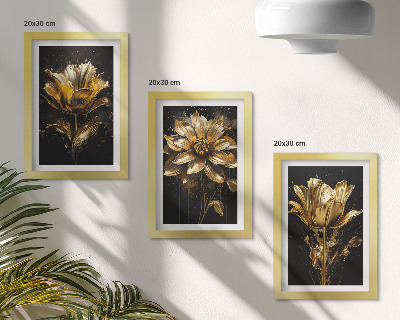 Fotowand Blumen in Gelbtönen auf dunklem Hintergrund