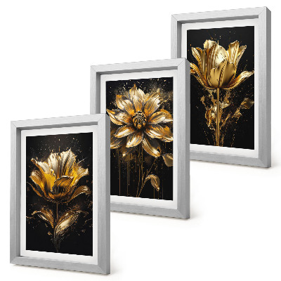 Fotowand Blumen in Gelbtönen auf dunklem Hintergrund