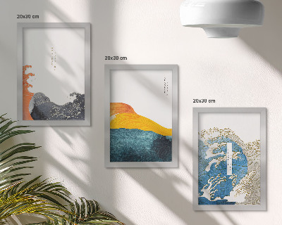 Bilderwand Wellen im japanischen Grafikstil