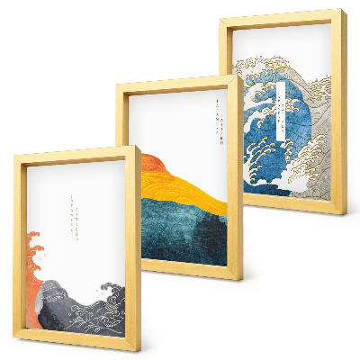 Bilderwand Wellen im japanischen Grafikstil