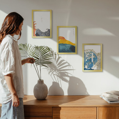 Bilderwand Wellen im japanischen Grafikstil