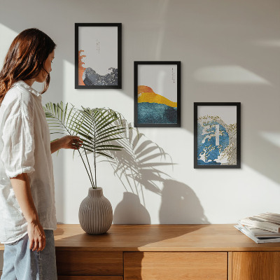 Bilderwand Wellen im japanischen Grafikstil