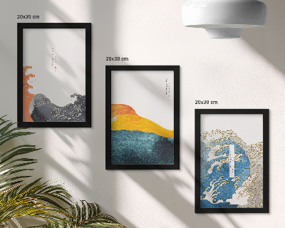 Bilderwand Wellen im japanischen Grafikstil