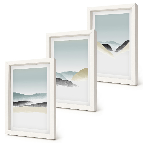 Bilderset mit rahmen Minimalistische Berge in zarten Pastelltönen