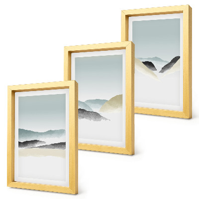 Bilderset mit rahmen Minimalistische Berge in zarten Pastelltönen
