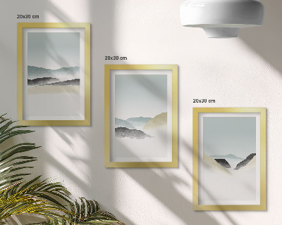 Bilderset mit rahmen Minimalistische Berge in zarten Pastelltönen