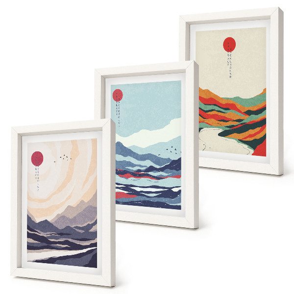 Bilderwand Japanische abstrakte Berglandschaften