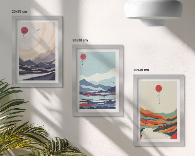 Bilderwand Japanische abstrakte Berglandschaften