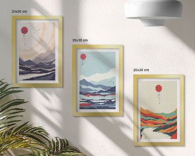 Bilderwand Japanische abstrakte Berglandschaften
