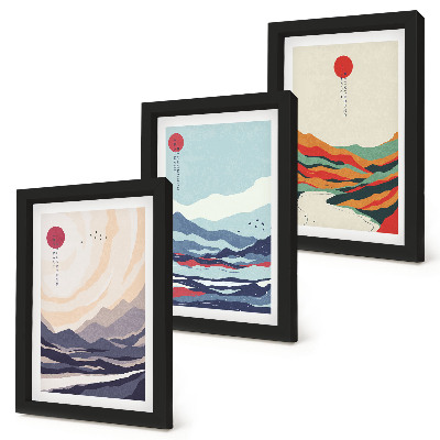 Bilderwand Japanische abstrakte Berglandschaften