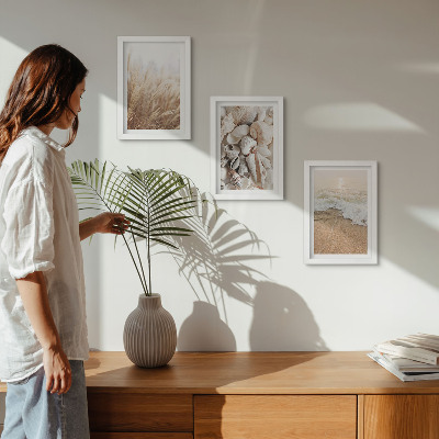 Bilderwand Strandmotive mit Muscheln und Meereswellen