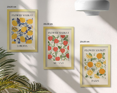 Bilderset mit rahmen Blumenposter in London, Mailand und Paris