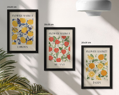 Bilderset mit rahmen Blumenposter in London, Mailand und Paris