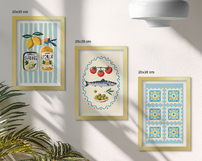Fotowand Küchenillustrationen im mediterranen Stil