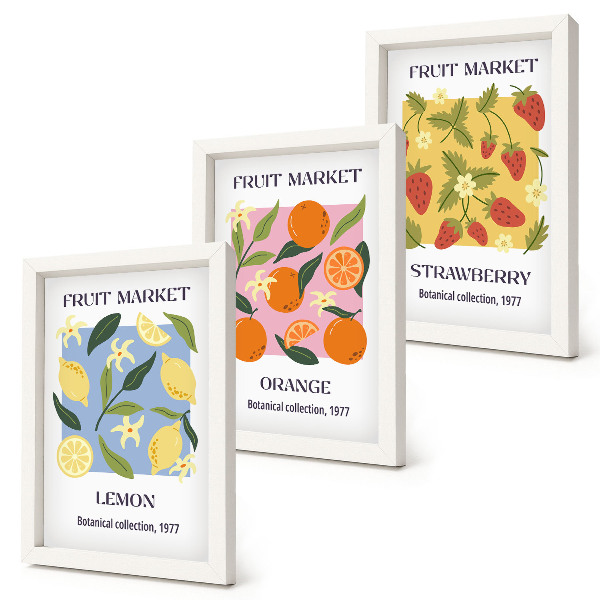 Bilderwand Fruchtposter mit Zitronen, Orangen und Erdbeeren