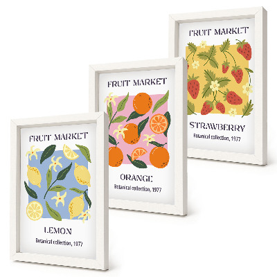 Bilderwand Fruchtposter mit Zitronen, Orangen und Erdbeeren