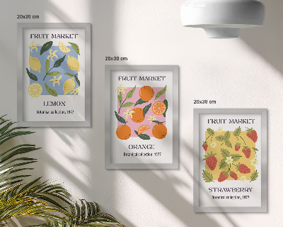 Bilderwand Fruchtposter mit Zitronen, Orangen und Erdbeeren