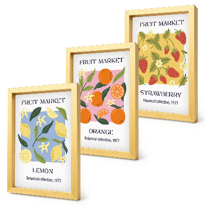 Bilderwand Fruchtposter mit Zitronen, Orangen und Erdbeeren