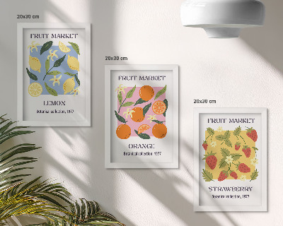 Bilderwand Fruchtposter mit Zitronen, Orangen und Erdbeeren