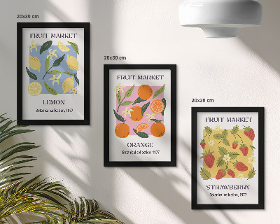 Bilderwand Fruchtposter mit Zitronen, Orangen und Erdbeeren