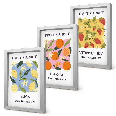 Bilderwand Fruchtposter mit Zitronen, Orangen und Erdbeeren