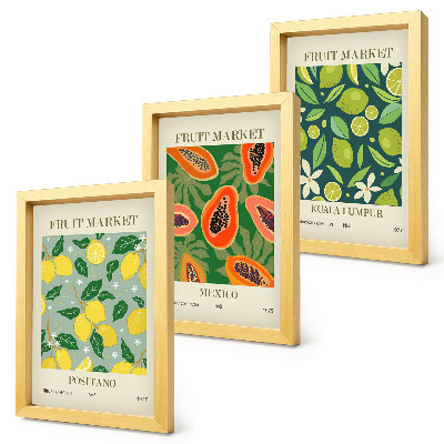 Fotowand Fruchtige Muster aus Zitronen, Papayas und Limetten