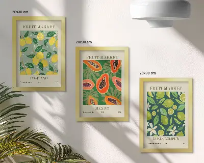 Fotowand mit fruchtigen Mustern aus Zitronen, Papayas und Limetten