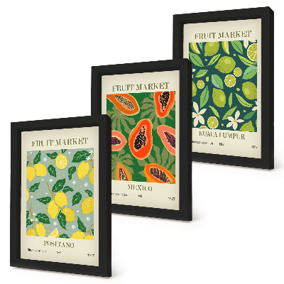 Fotowand Fruchtige Muster aus Zitronen, Papayas und Limetten