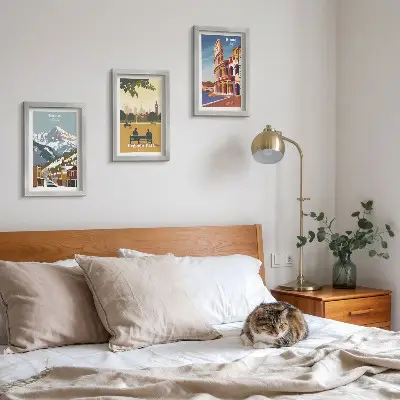 Bilderwand mit Motiven aus dem Ouray Park in London und dem Kolosseum in Rom