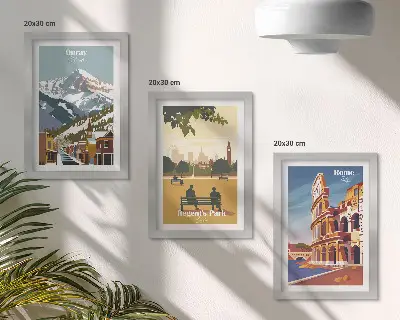 Bilderwand mit Motiven aus dem Ouray Park in London und dem Kolosseum in Rom