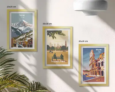 Bilderwand mit Motiven aus dem Ouray Park in London und dem Kolosseum in Rom