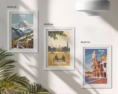 Bilderwand mit Motiven aus dem Ouray Park in London und dem Kolosseum in Rom